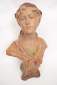 French pottery bust of Margot designed by F Citti, stamp and signature and No 293 to rear and