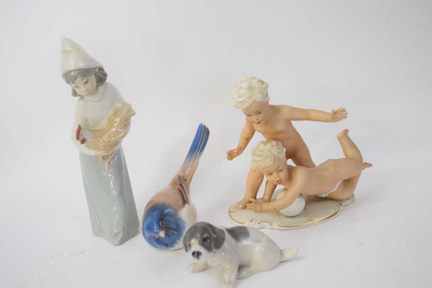 Quantity of Royal Copenhagen wares including a puppy and bird and further German porcelain model - Image 2 of 2