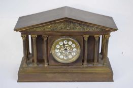 Unusual late 19th/early 20th century mantel clock of architectural form set with Corinthian