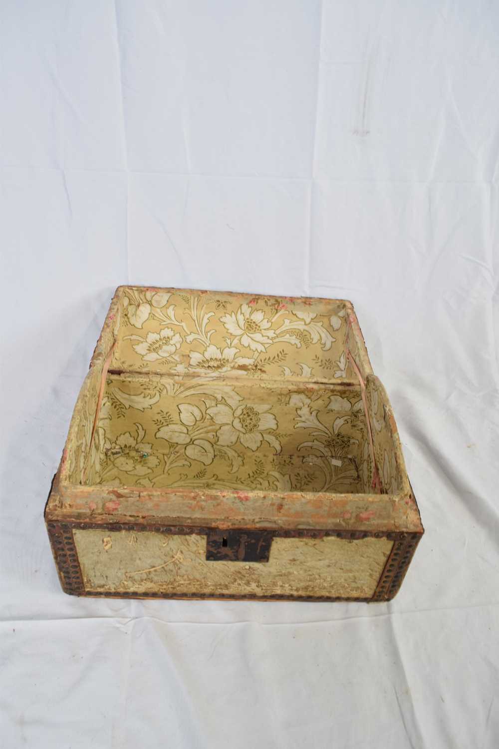 Small 18th/19th century dome top trunk covered in pony skin with metal studded detail, hinged lid - Image 3 of 3