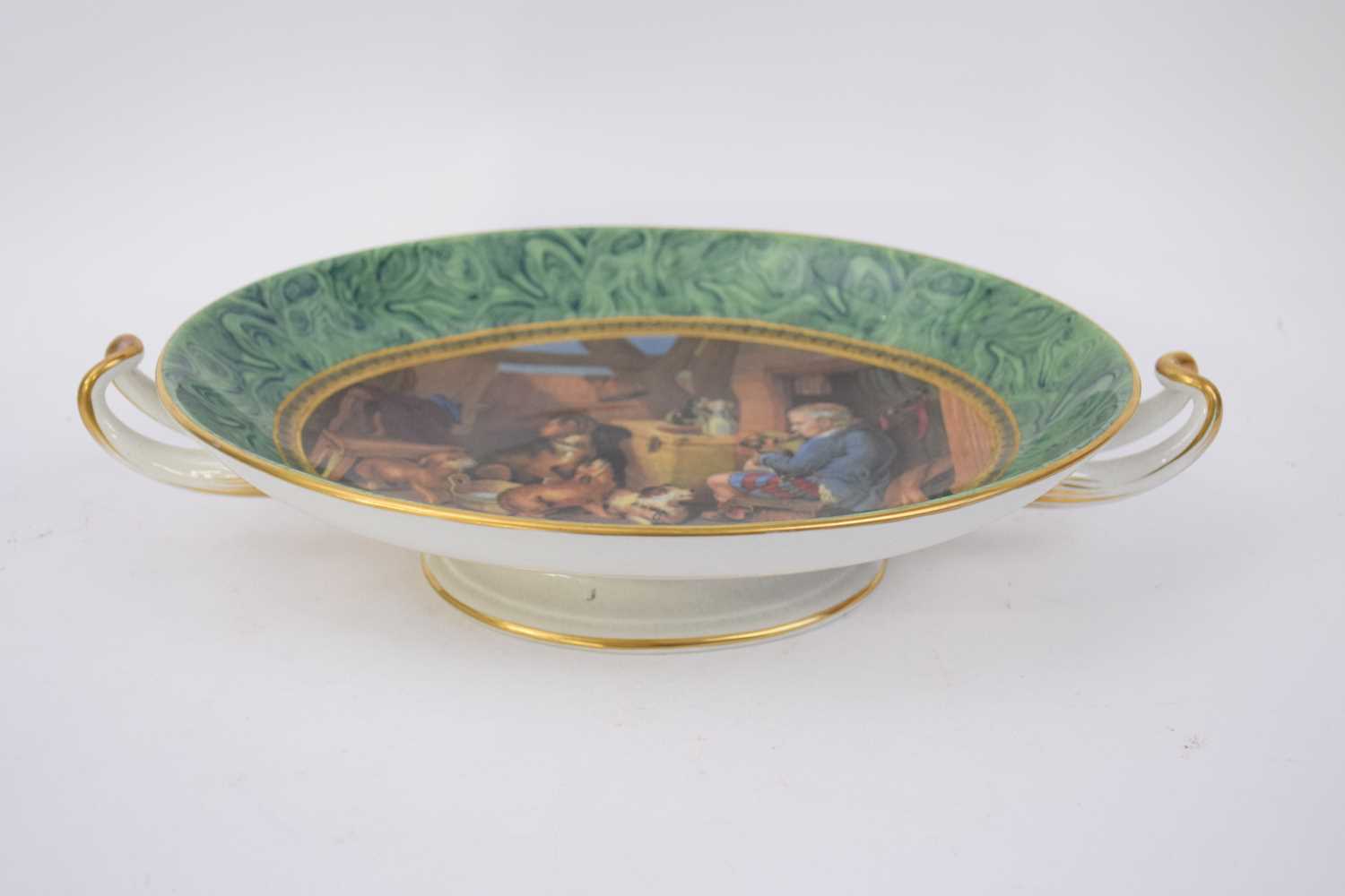 Pratt ware two-handled dish with typical design to the centre of a Scottish bagpiper surrounded by - Image 2 of 3