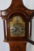 Late 19th/early 20th century grandmother clock, the brass and silvered face with pierced