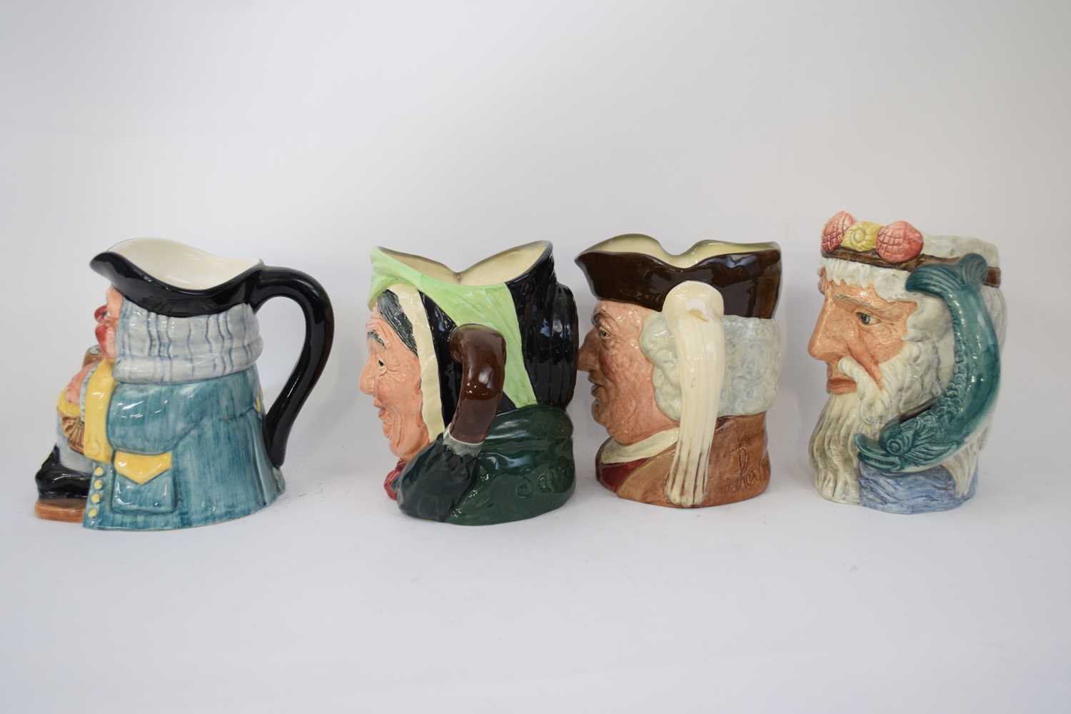 Group of character jugs, Royal Doulton Sari Gamp, Sam Johnson, Neptune and a Clarice Cliff - Image 3 of 4