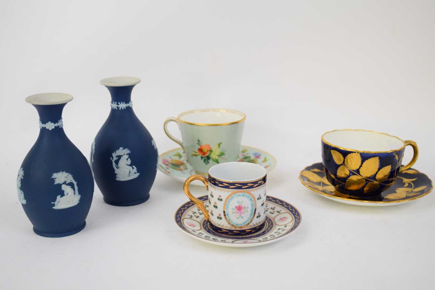 Group of china wares including a Minton cup and saucer, the blue ground with gilt floral design, - Image 3 of 3