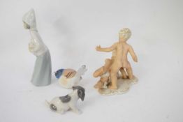 Quantity of Royal Copenhagen wares including a puppy and bird and further German porcelain model