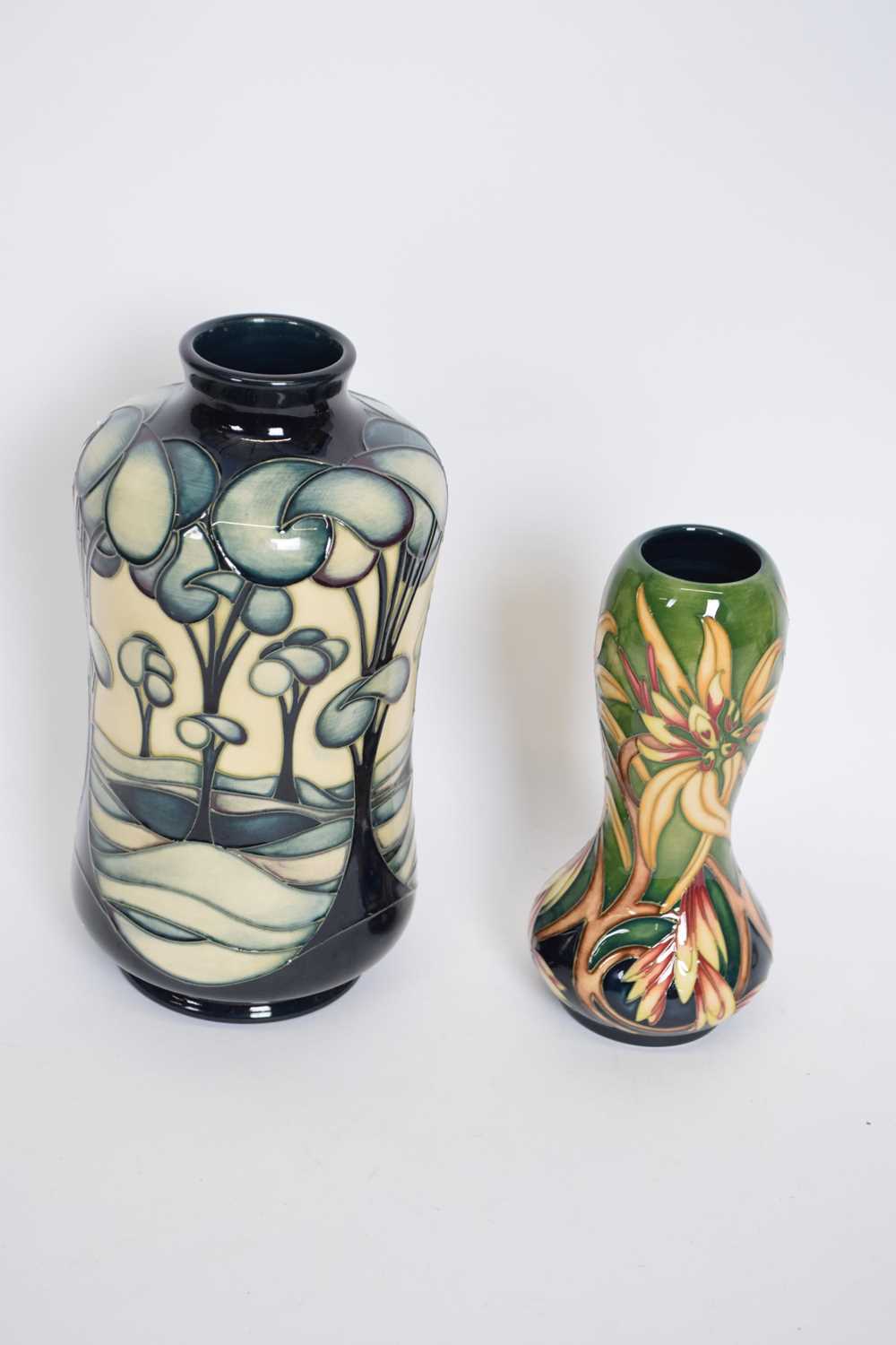 Two Moorcroft trial vases, one with tube lined stylised trees in a landscape, marked 'trial 23805' - Bild 3 aus 3