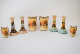 Quantity of Noritake wares, all with landscape designs comprising pair of vases with landscape