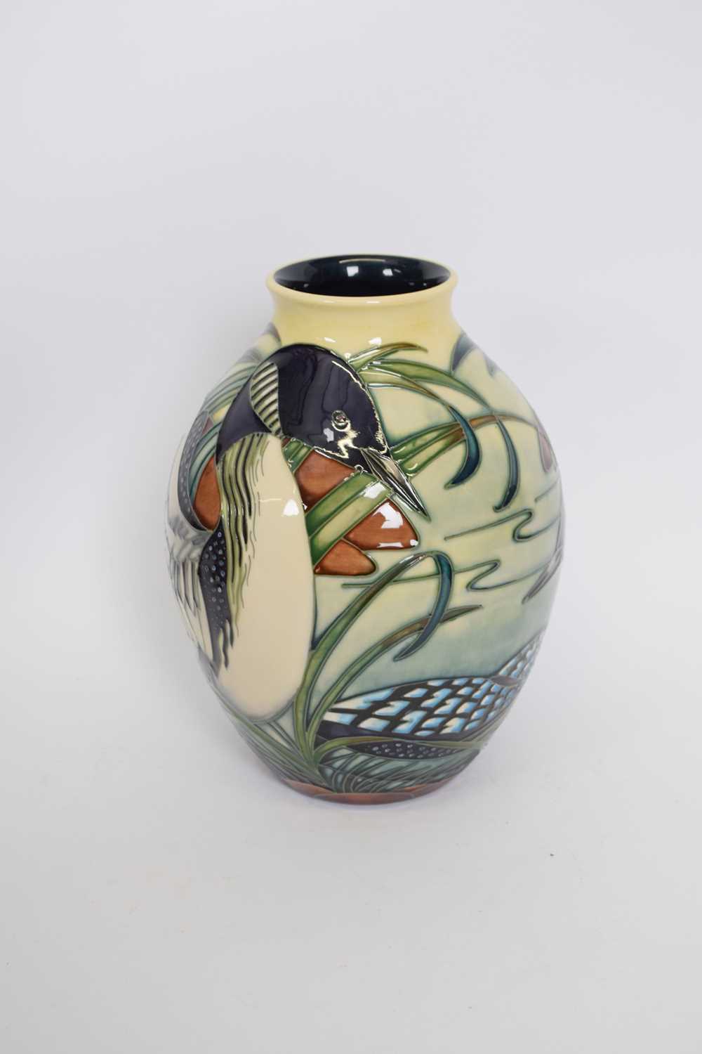 Moorcroft vase with tube lined decoration of two ducks, 22cm high