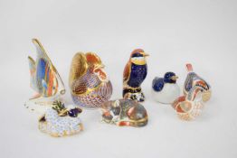 Quantity of Royal Crown Derby paperweights including a chicken