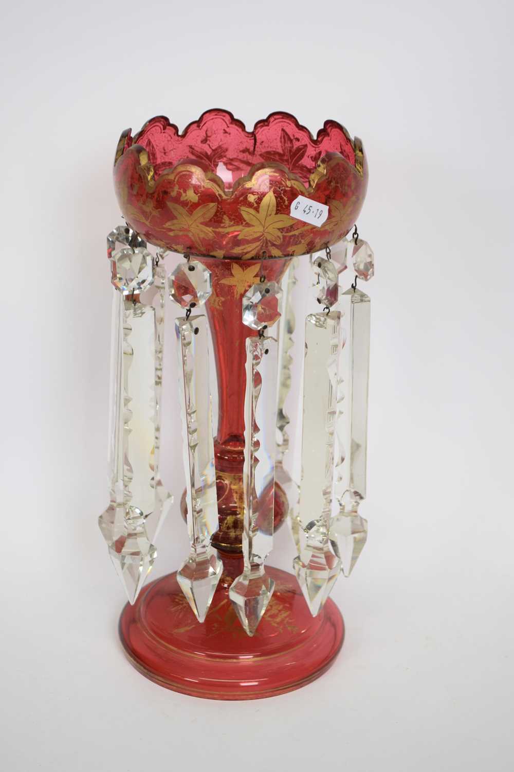 Ruby table lustre with gilt floral design