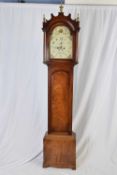 Dickerson Norwich, early 19th century longcase clock with arched painted dial with Arabic numerals