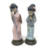 Two Lladro figures of Japanese children, tallest 30cm high (2)