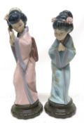 Two Lladro figures of Japanese children, tallest 30cm high (2)