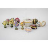 Quantity of Halcyon Days enamel boxes and further Halcyon Days bouquet of flowers with year marks