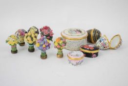 Quantity of Halcyon Days enamel boxes and further Halcyon Days bouquet of flowers with year marks