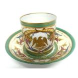 Sevres style 19th century cup and saucer, the cup with Napoleonic emblem eagle, the saucer with a '