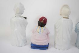 Quantity of bisque porcelain nodding figures (6), all late 19th century Continental