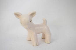 Pottery model of a lamb in mottled white glaze, possibly a trial piece for Denby