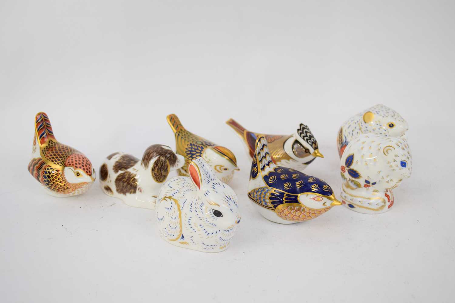 Group of Royal Crown Derby paperweights including models of a mouse, various birds and a rabbit (8) - Image 2 of 3