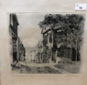 British School, the Old Hospital, Rye, etching on paper, signed in pencil to the margin. Framed