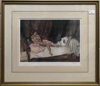 After Sir William Russell Flint, Reclining nude, coloured print, numbered 527/850 in pencil to lower