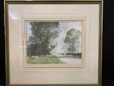 Stanley Orchant (British 1920-2005), 'Norfolk Lane', watercolour, signed, 8x9 ins,framed and