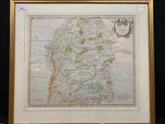 Robert Morden hand-coloured Map of Wiltshire, c 1700