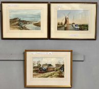 Geoffrey G. Read (British, Contemporary), Norfolk interest: three watercolours depicting 'Horsey