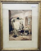 A. B. Clayton (British, 19th Century), Boy with a mouse chastising a drunk, watercolour, signed,