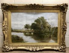 Daniel Sherrin (British, Early 20th Century), A River Landscape with staffage, oil on canvas,