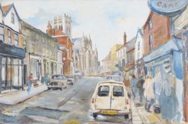 David Poole (British 1936-1995), Norwich interest, Upper St Giles Street, circa 1970, oil on
