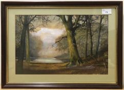 R. Alleney (British, Contemporary), Woodland glaze, watercolour, signed.9.5 x 15insQty: 1