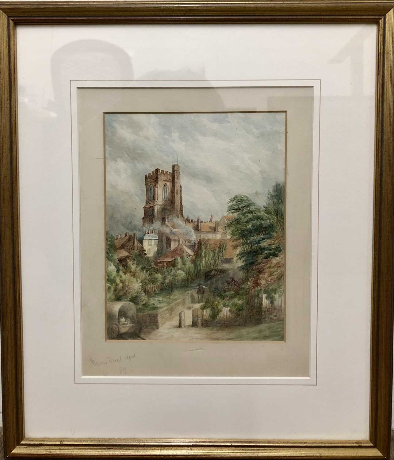 Maria Hunt (British, 19th Century), Old Action Church, London, watercolour, signed and dated 1870.