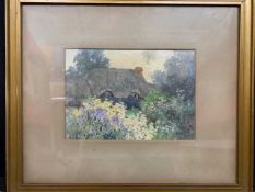 Rosa Wallis, cottage watercolour, framed and glazed