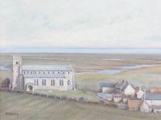 Desmond Cossey (British,b.1940),Salthouse Church, oil on canvas, signed,11 x 15.5ins, framed