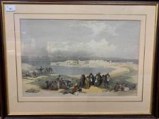 Louise Haigh, after David Roberts, hand coloured Lithograph, View of Suez, Vol III "The Holy Land,