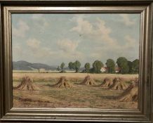 Jan Metzler (German, Late 19th/Early 20th Century), Harvest Landscape. Oil on canvas, signed. *