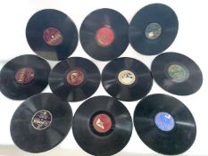 His Masters Voice book of 12 early 78 rpm records with a box of similar records. Approx 40.