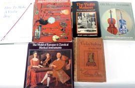 Box of music books relating to violin and bow making.