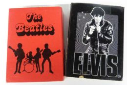 THE BEATLES / ELVIS PRESLEY Two modern USA made Zippo cigarette lighters in metal tins and cardboard