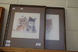 TWO FRAMED CAT PRINTS