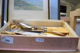 BOX OF BONE HANDLED CUTLERY