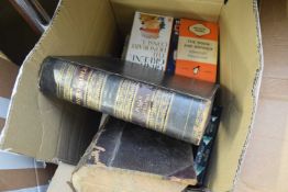 BOX OF MIXED BOOKS INCLUDING VINTAGE BIBLE ETC