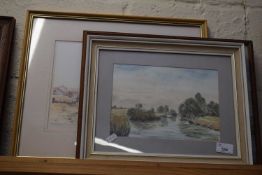 THREE PICTURES INCLUDING RIVER SCENE ETC, CLEY MILL