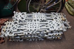 QUANTITY OF PALE BLUE PAINTED VICTORIAN IRON DECORATIVE RAILINGS