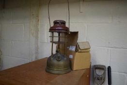 TILLEY LAMP AND ACCESSORIES PLUS A SMALL HAND DRILL