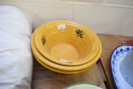 THREE SLIP-WARE DECORATED DAIRY OR KITCHEN BOWLS