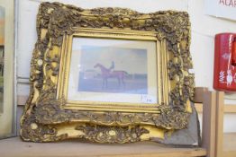 FRAMED PICTURE OF HORSE AND RIDER