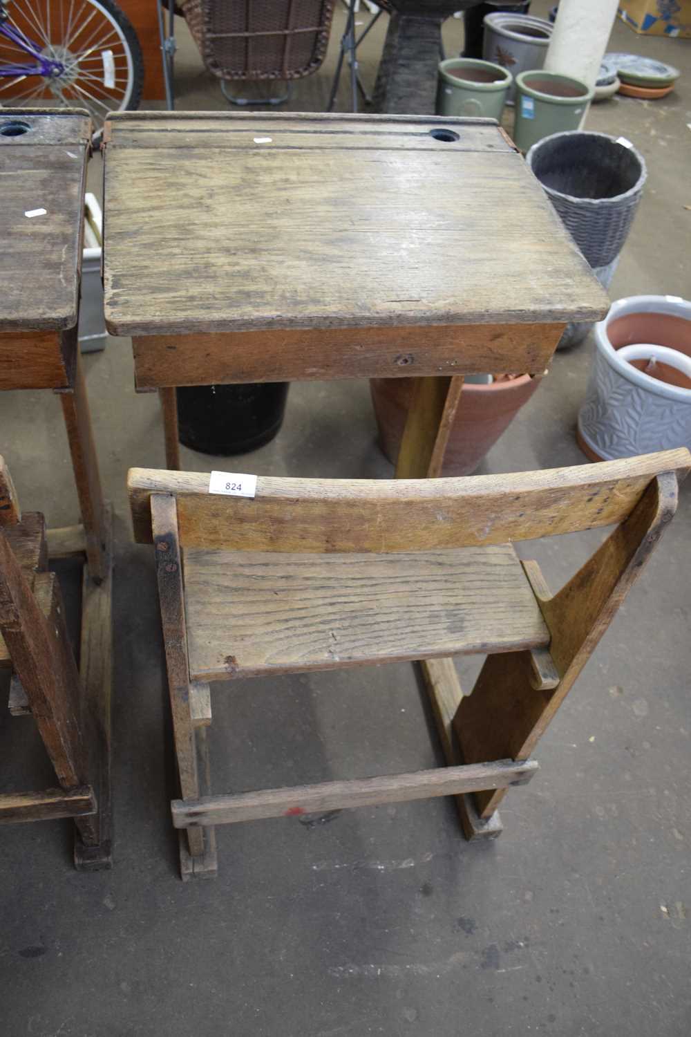 VINTAGE OAK SCHOOL DESK AND CHAIR