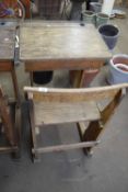 VINTAGE OAK SCHOOL DESK AND CHAIR